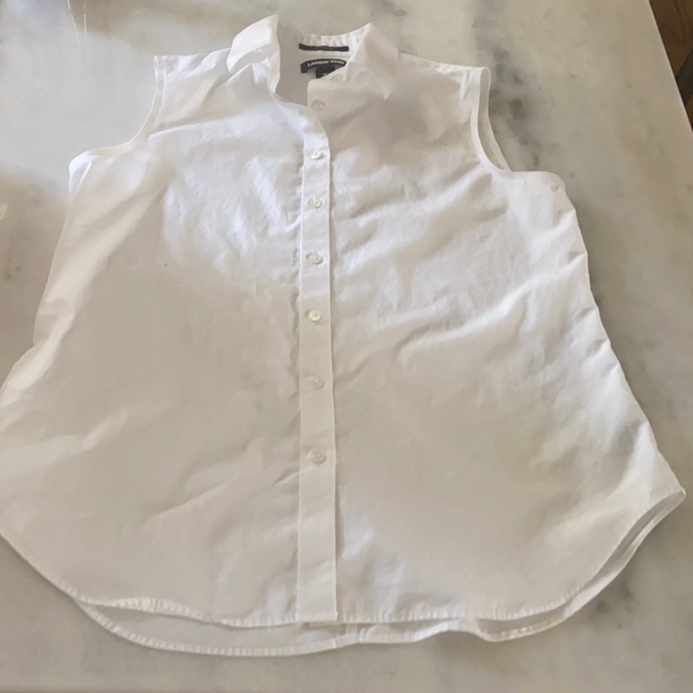 Lands End sleeveless white shirt 6P
